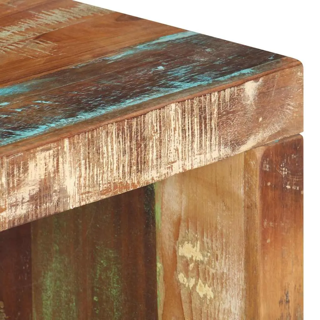 2 Piece Coffee Table Set Solid Reclaimed Wood Brown Upper and Lower Table Configuration with Storage Shelf