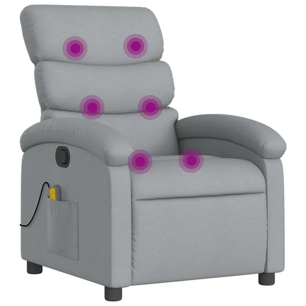 Manual Recliner Massage Chair with 6 Vibration Points in Grey Fabric and Thickly Padded Seat