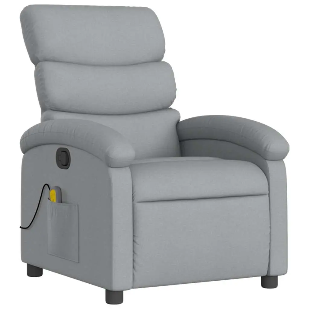 Manual Recliner Massage Chair with 6 Vibration Points in Grey Fabric and Thickly Padded Seat
