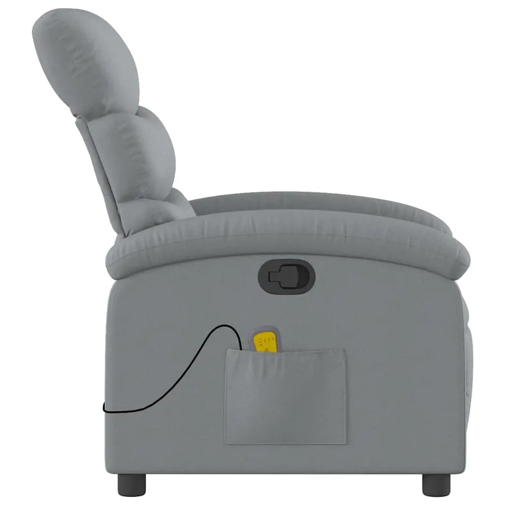 Manual Recliner Massage Chair with 6 Vibration Points in Grey Fabric and Thickly Padded Seat
