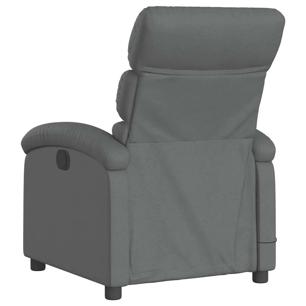 Electric Massage Recliner Chair Grey Fabric Adjustable Size