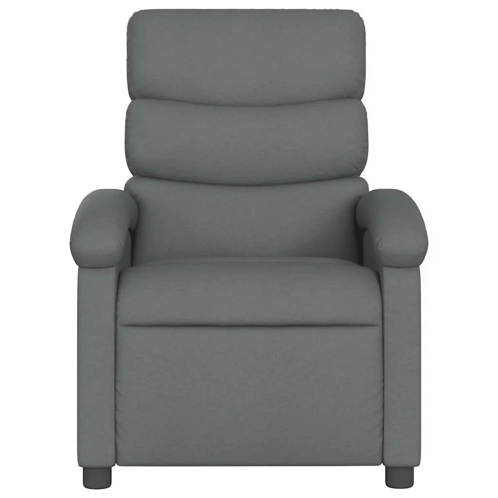 Electric Massage Recliner Chair Grey Fabric Adjustable Size