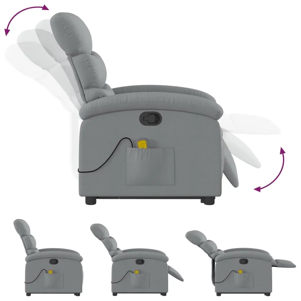 Stand Up Massage Recliner Chair Grey Fabric Power Lift Manual Recline Armchair