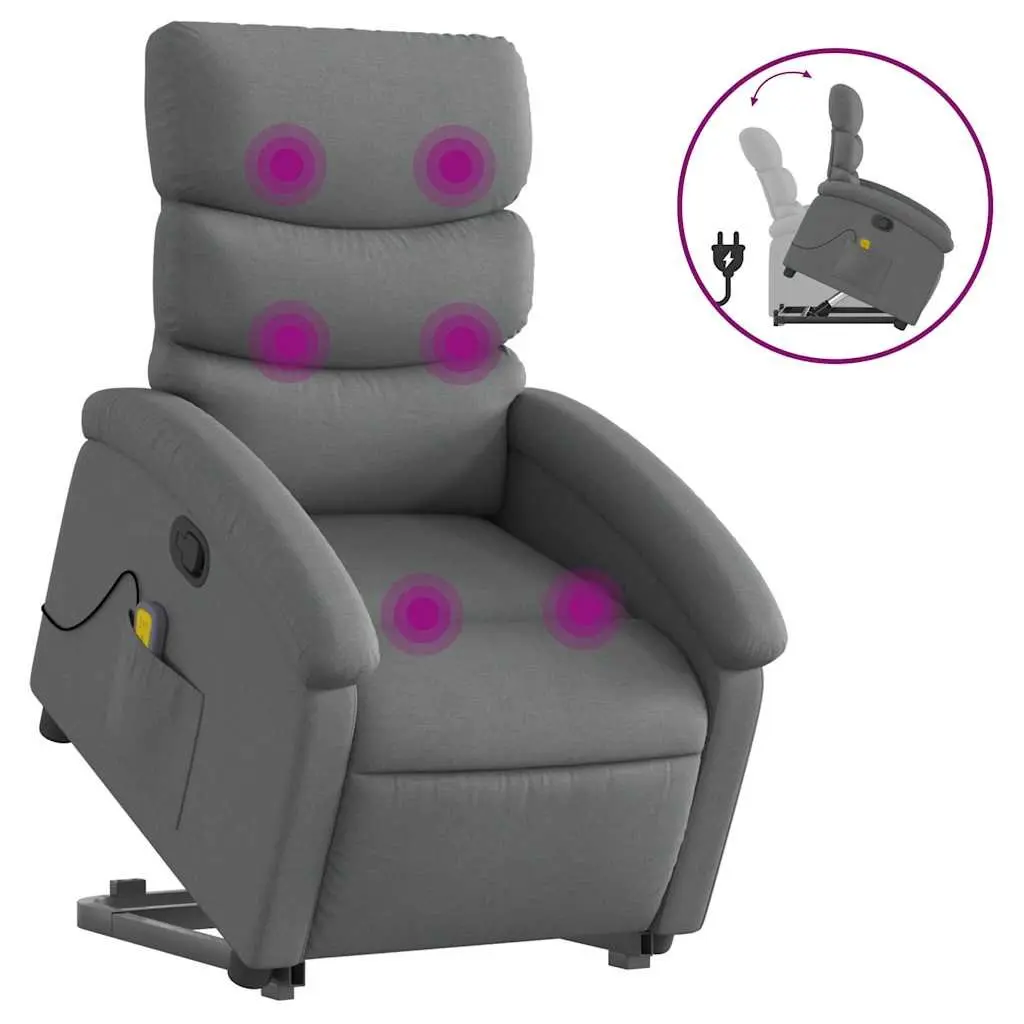 Grey Fabric Electric Recliner Chair with Power Lift Function for Elderly Relaxation and Vibration Massage