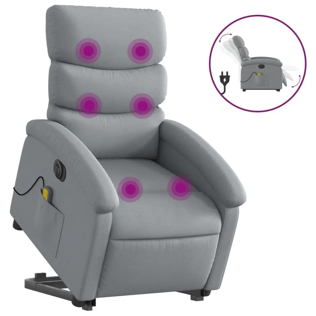 Electric Massage Recliner Chair Power Lift Light Grey Fabric