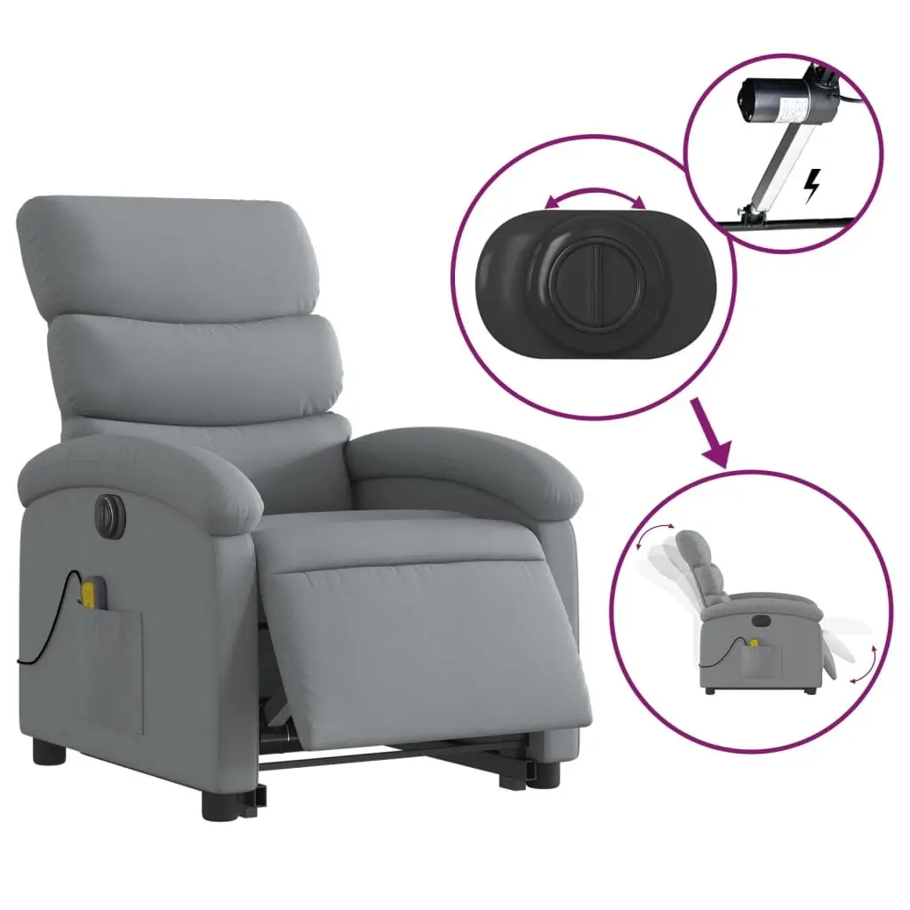 Electric Massage Recliner Chair Power Lift Light Grey Fabric