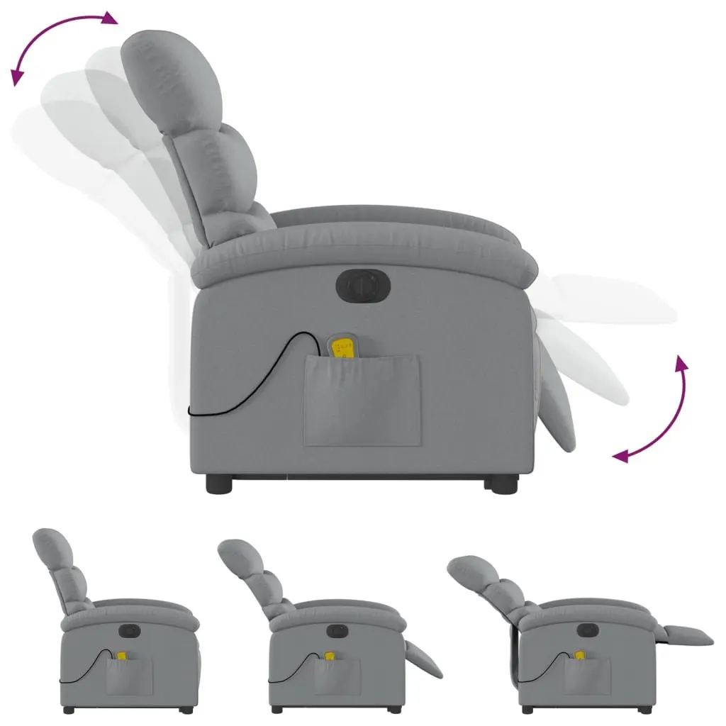 Electric Massage Recliner Chair Power Lift Light Grey Fabric