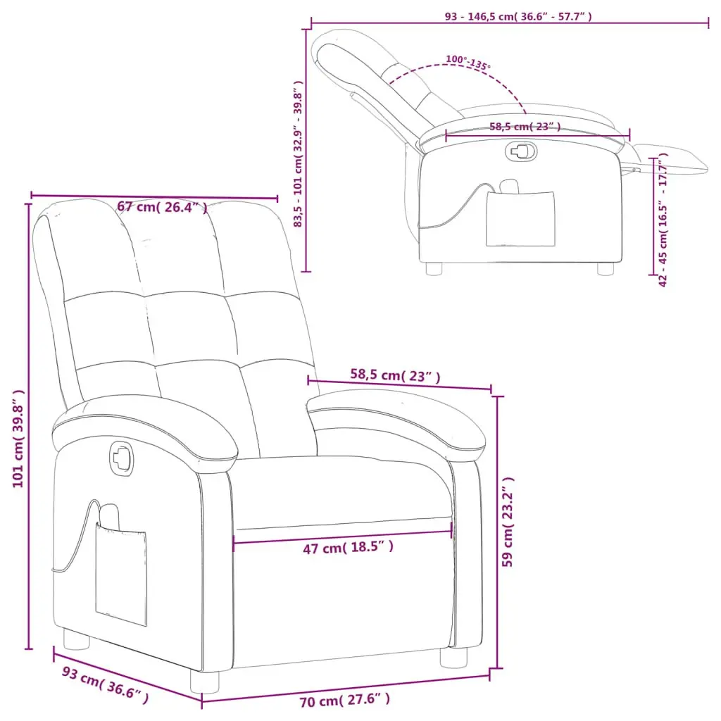 Grey Fabric Massage Recliner Chair