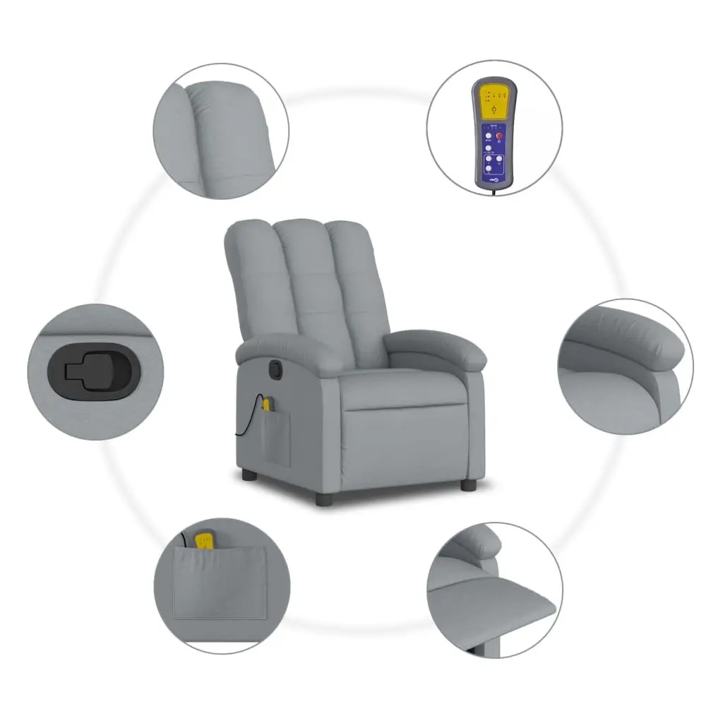 Grey Fabric Massage Recliner Chair