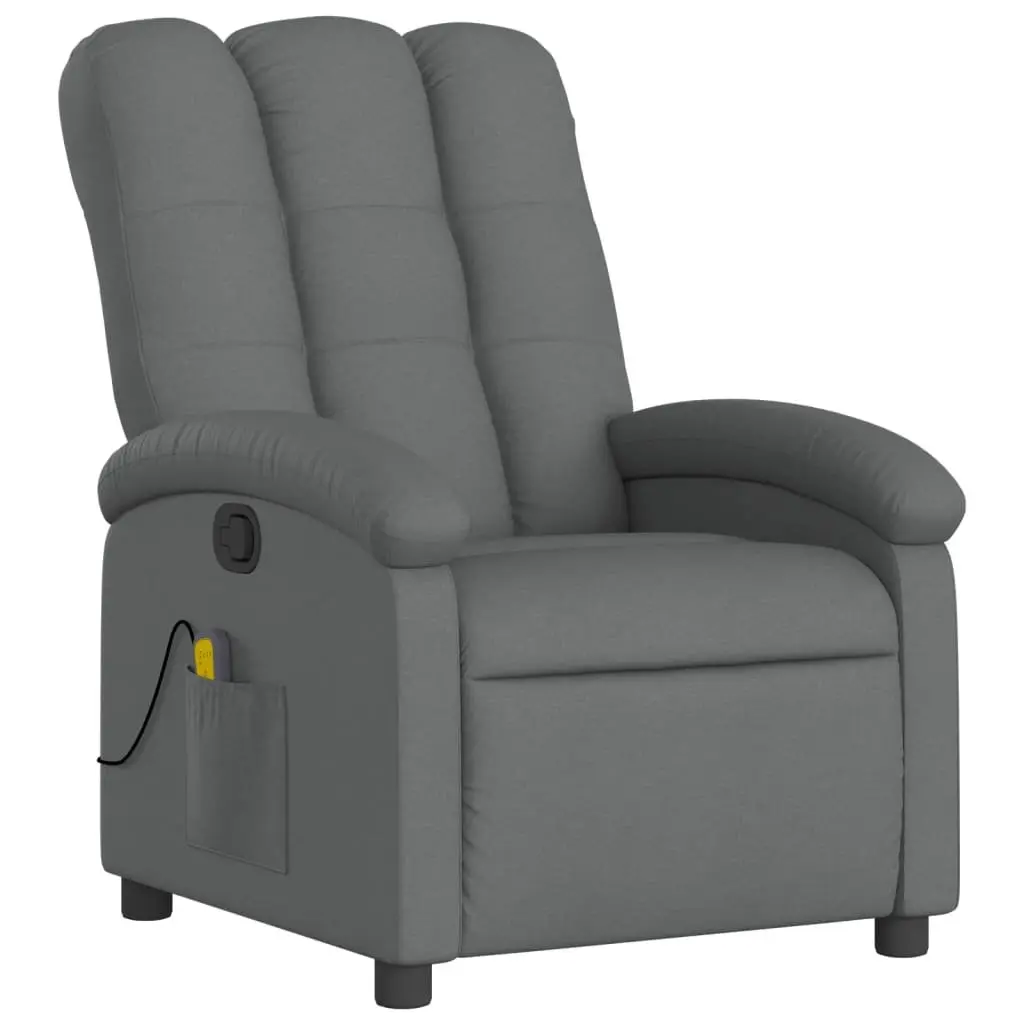 Massage Recliner Chair Grey Fabric Manual Reclining Armchair with 6 Vibration Massage Points