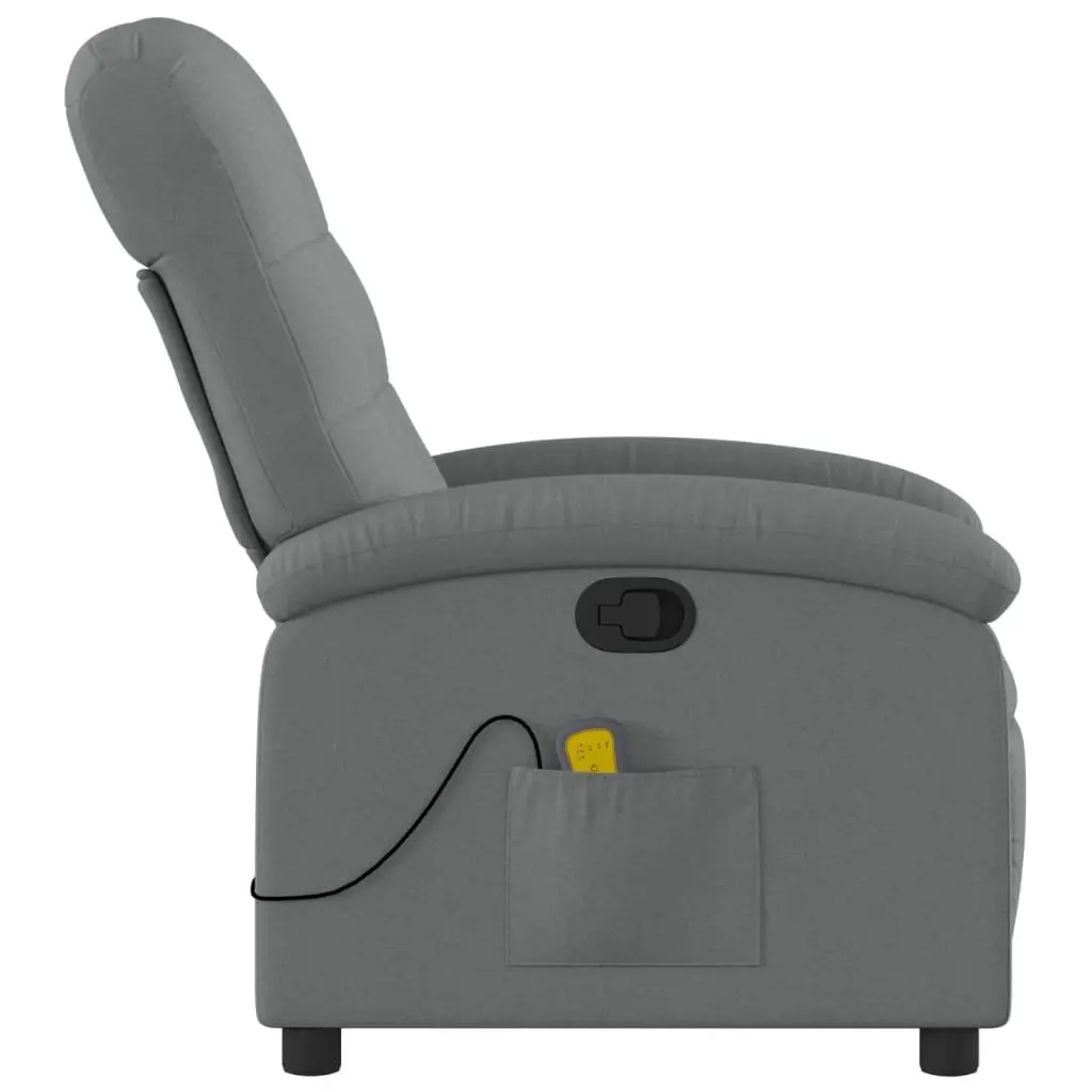 Massage Recliner Chair Grey Fabric Manual Reclining Armchair with 6 Vibration Massage Points