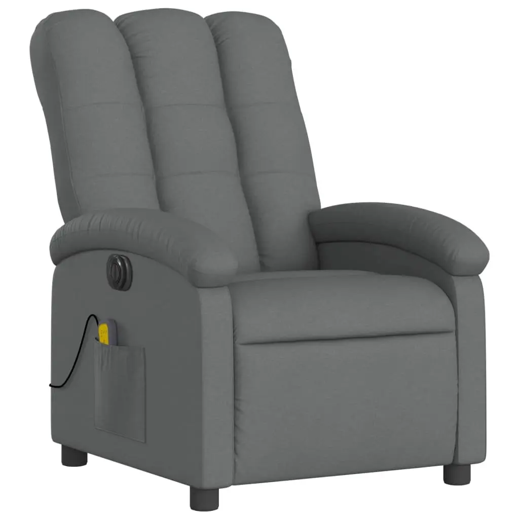 Electric Massage Recliner Chair Grey Fabric Adjustable 135 Degrees