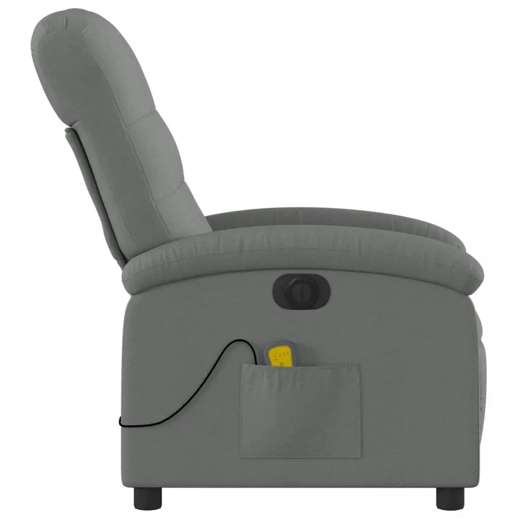 Electric Massage Recliner Chair Grey Fabric Adjustable 135 Degrees