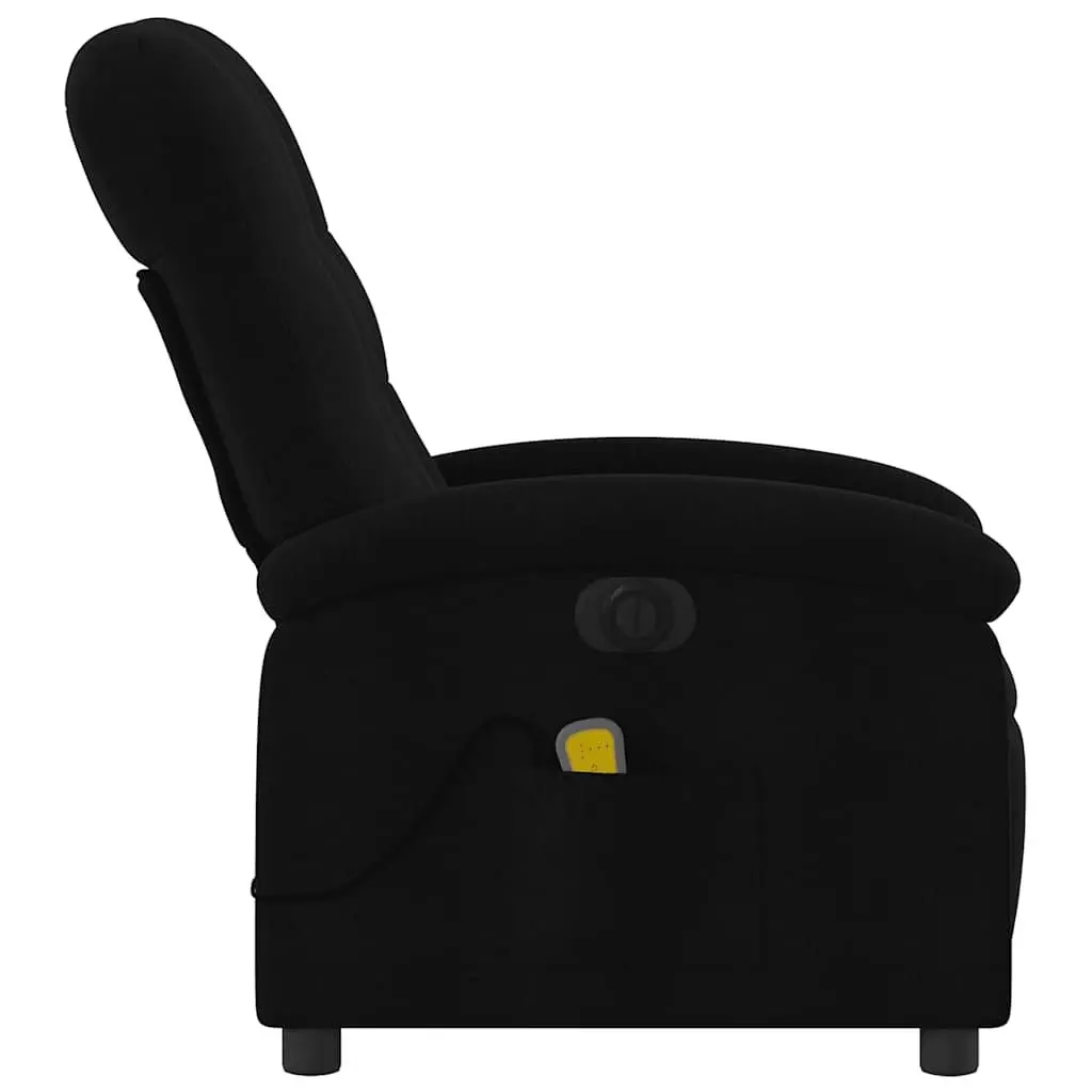 Electric Massage Recliner Chair Black Fabric USB Vibration 135 Degrees