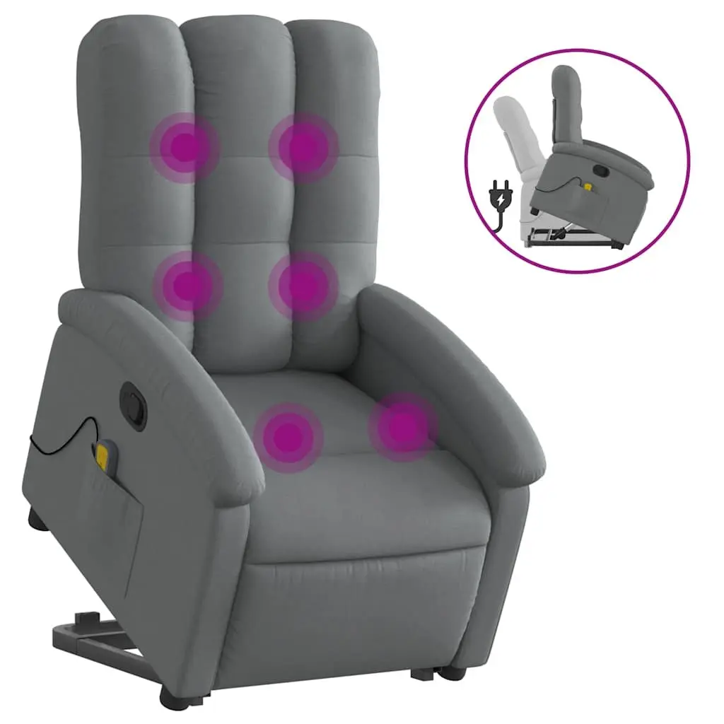 Massage Recliner Chair Power Lift Grey Fabric Electric Comfort for Mobility