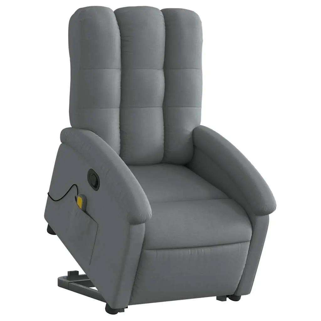 Massage Recliner Chair Power Lift Grey Fabric Electric Comfort for Mobility