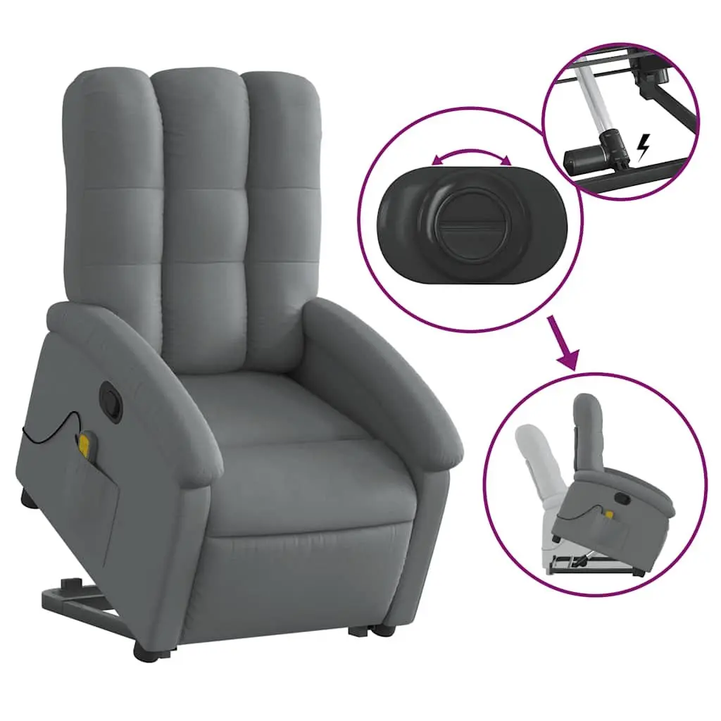 Massage Recliner Chair Power Lift Grey Fabric Electric Comfort for Mobility