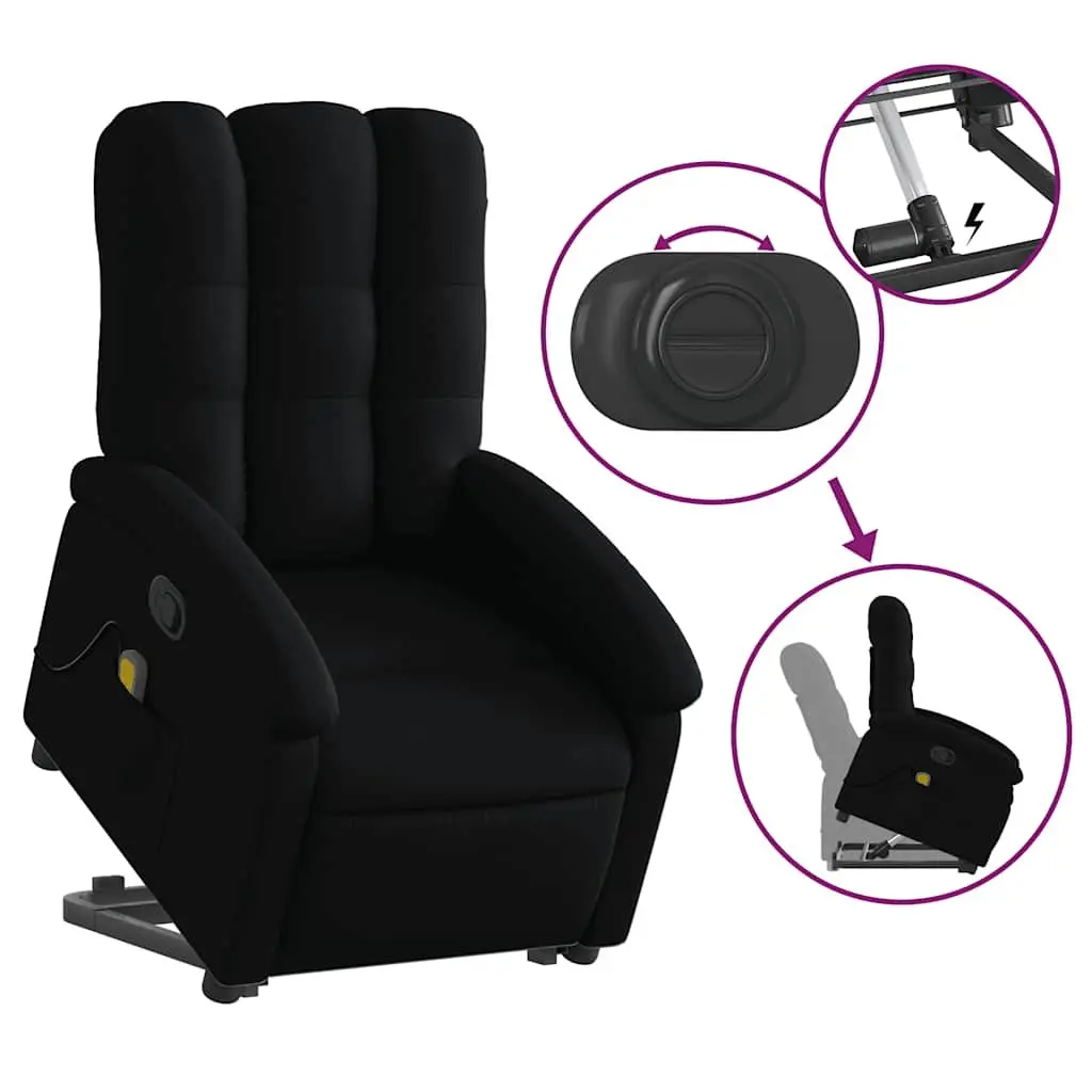 Stand Up Massage Recliner Chair Electric Power Lift Fabric Black Armchair