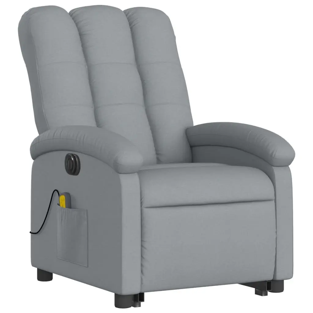 Electric Massage Recliner Chair Power Lift Grey Fabric 135 Degrees