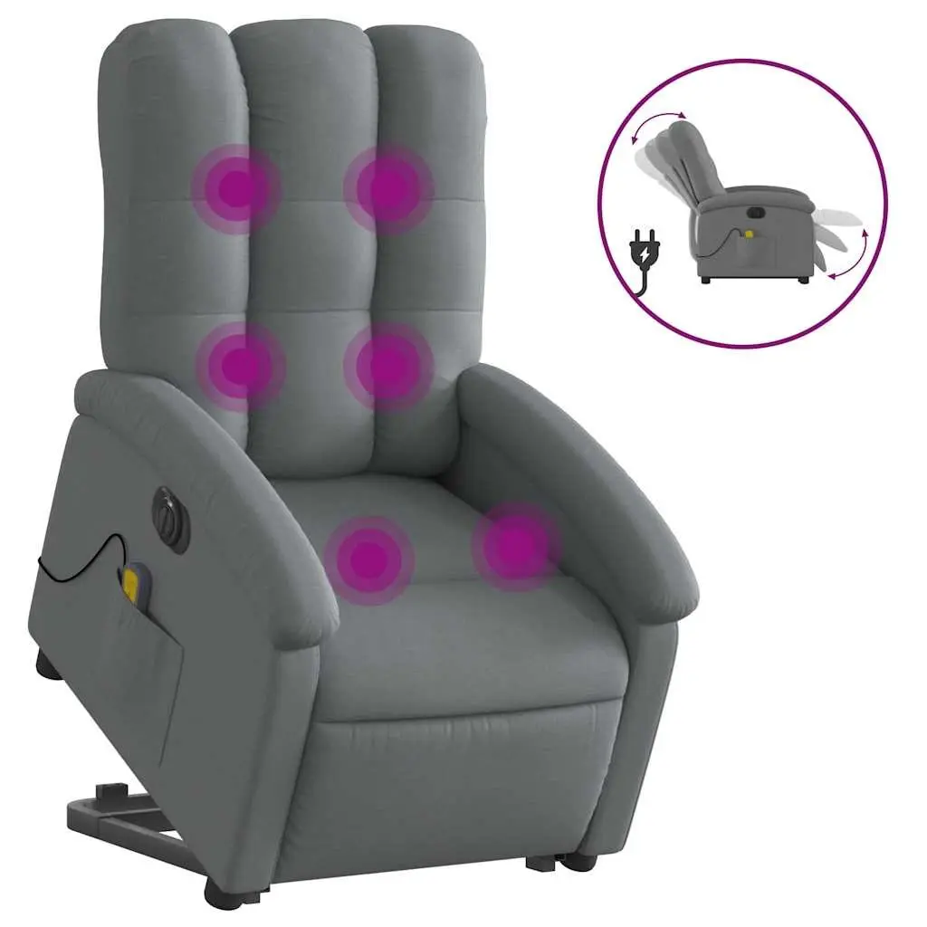 Electric Massage Recliner Chair Power Lift Function Grey Fabric