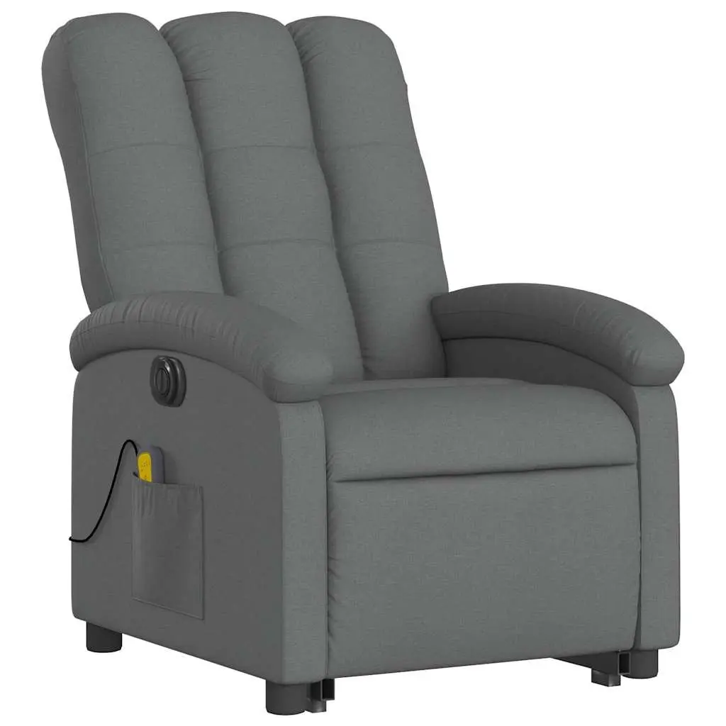 Electric Massage Recliner Chair Power Lift Function Grey Fabric
