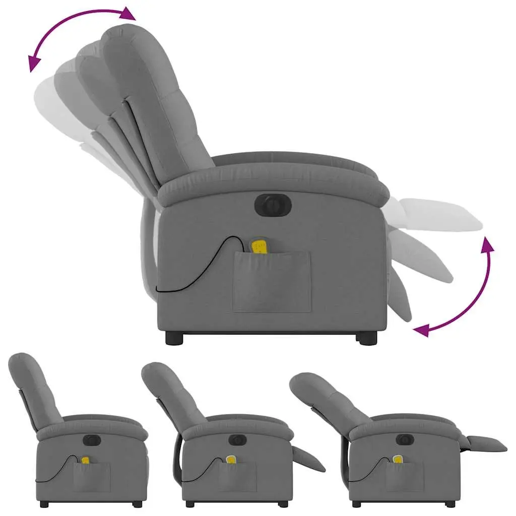 Electric Massage Recliner Chair Power Lift Function Grey Fabric