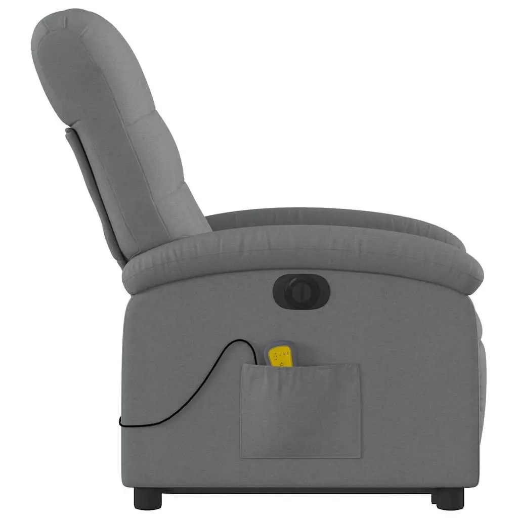 Electric Massage Recliner Chair Power Lift Function Grey Fabric