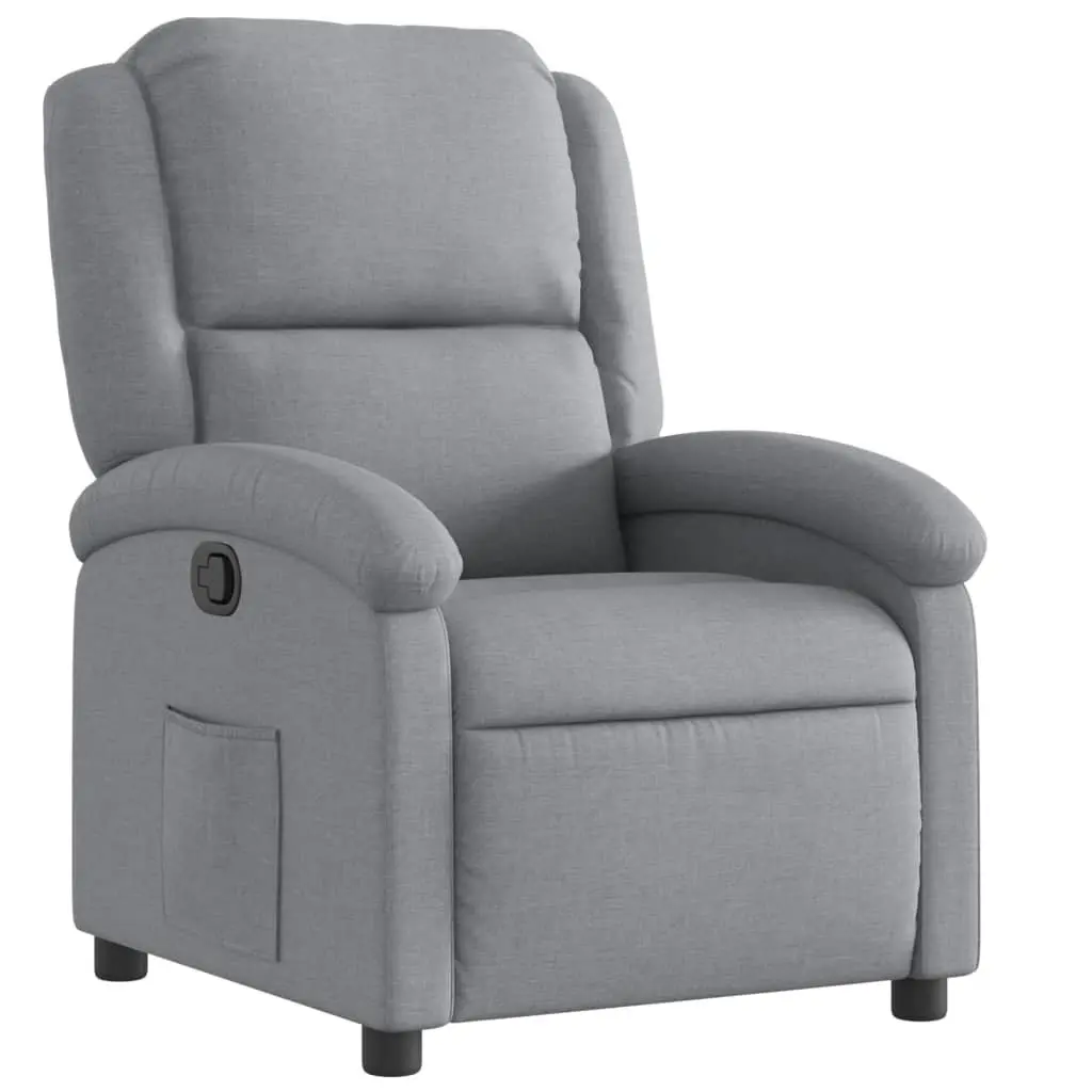 Recliner Chair Grey Fabric Manual Reclining Armchair 135 Degrees