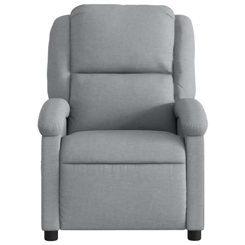 Recliner Chair Grey Fabric Manual Reclining Armchair 135 Degrees