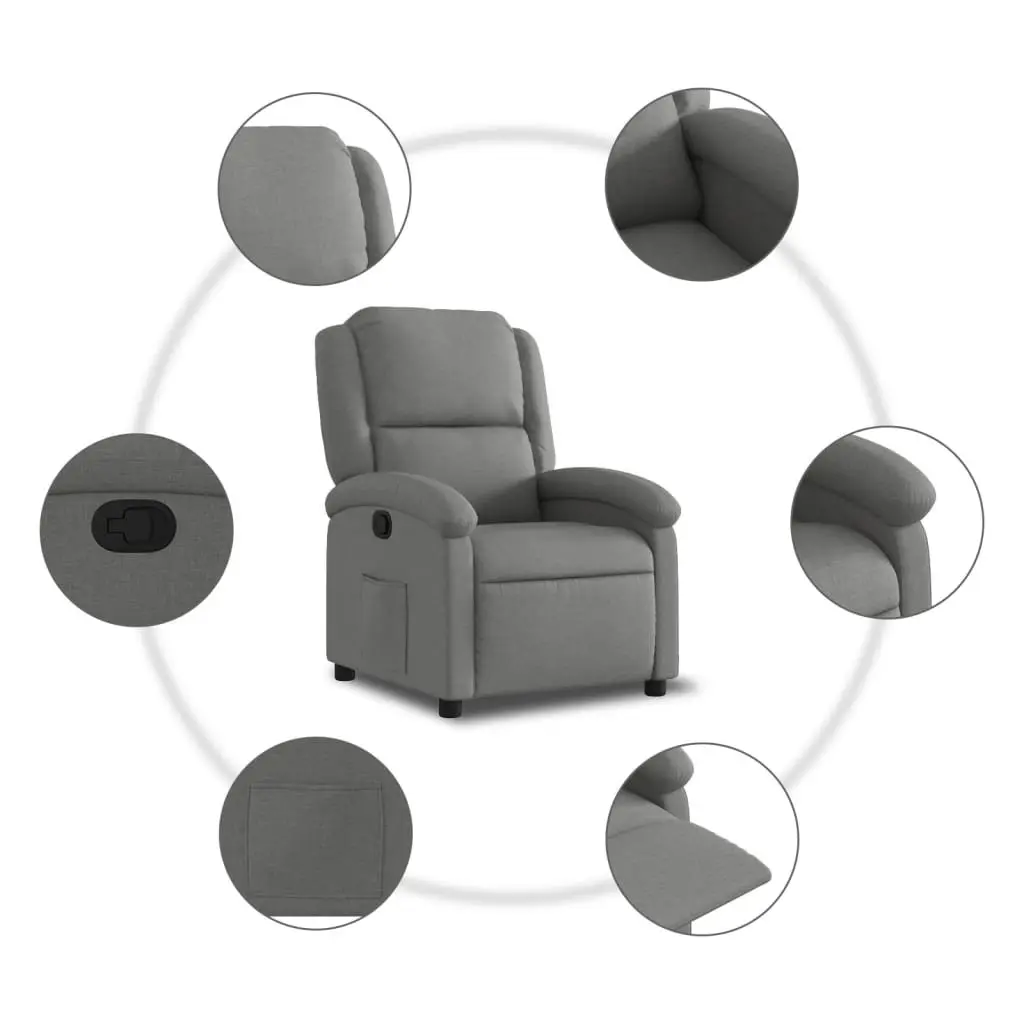 Recliner Chair Manual Reclining Armchair with Footrest Dark Grey Fabric Lounge