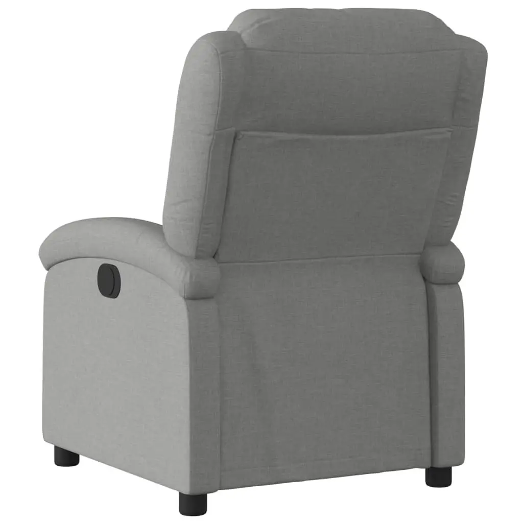 Electric Recliner Chair Grey Fabric Adjustable Footrest Backrest 135 Degrees