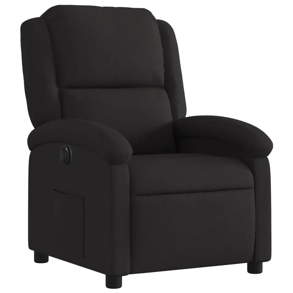 Electric Recliner Chair in Black Fabric