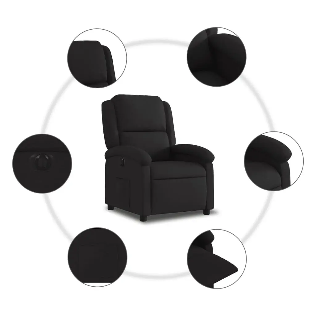 Electric Recliner Chair in Black Fabric