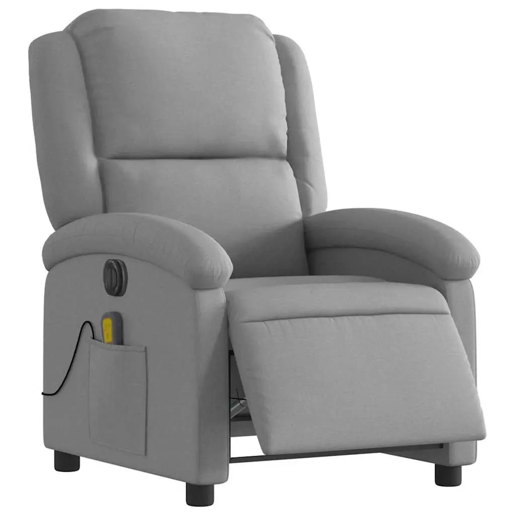 Electric Massage Recliner Chair Grey Fabric Adjustable Footrest 135 Degrees