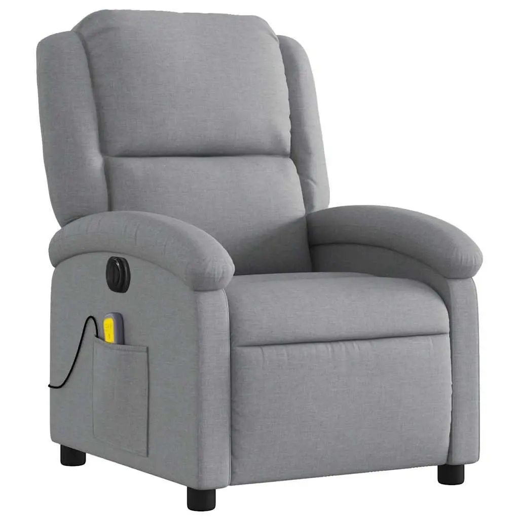 Electric Massage Recliner Chair Grey Fabric Adjustable Footrest 135 Degrees