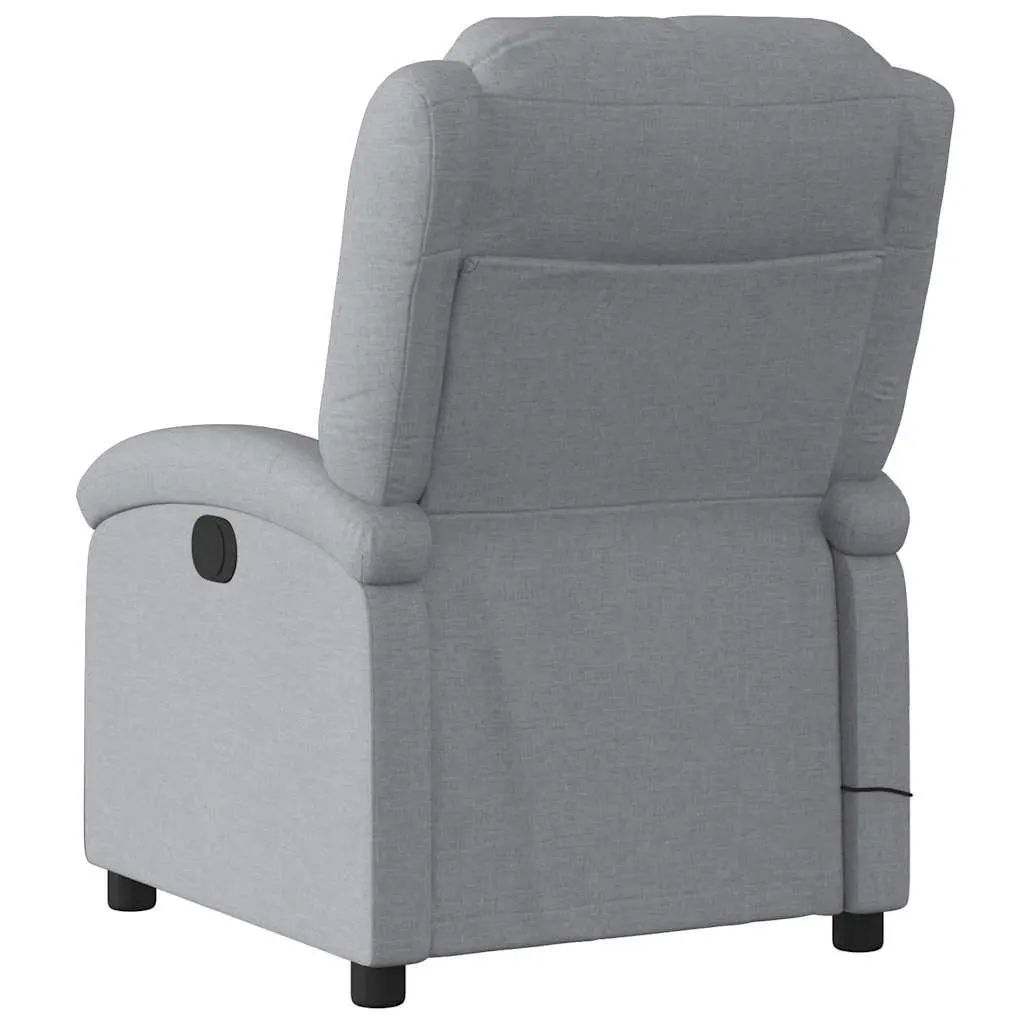 Electric Massage Recliner Chair Grey Fabric Adjustable Footrest 135 Degrees
