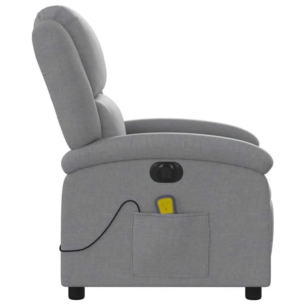 Electric Massage Recliner Chair Grey Fabric Adjustable Footrest 135 Degrees