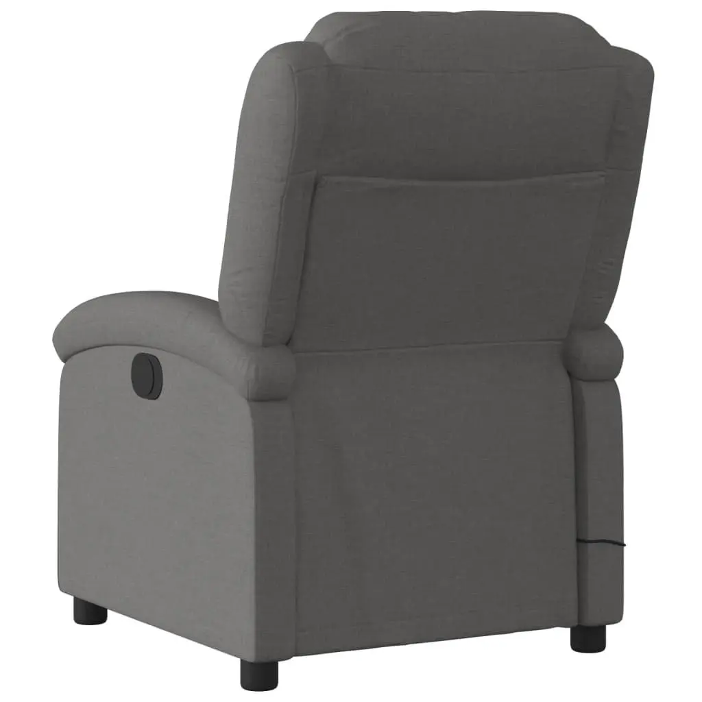 Electric Recliner Chair with Massage Function Grey Fabric Adjustable Footrest