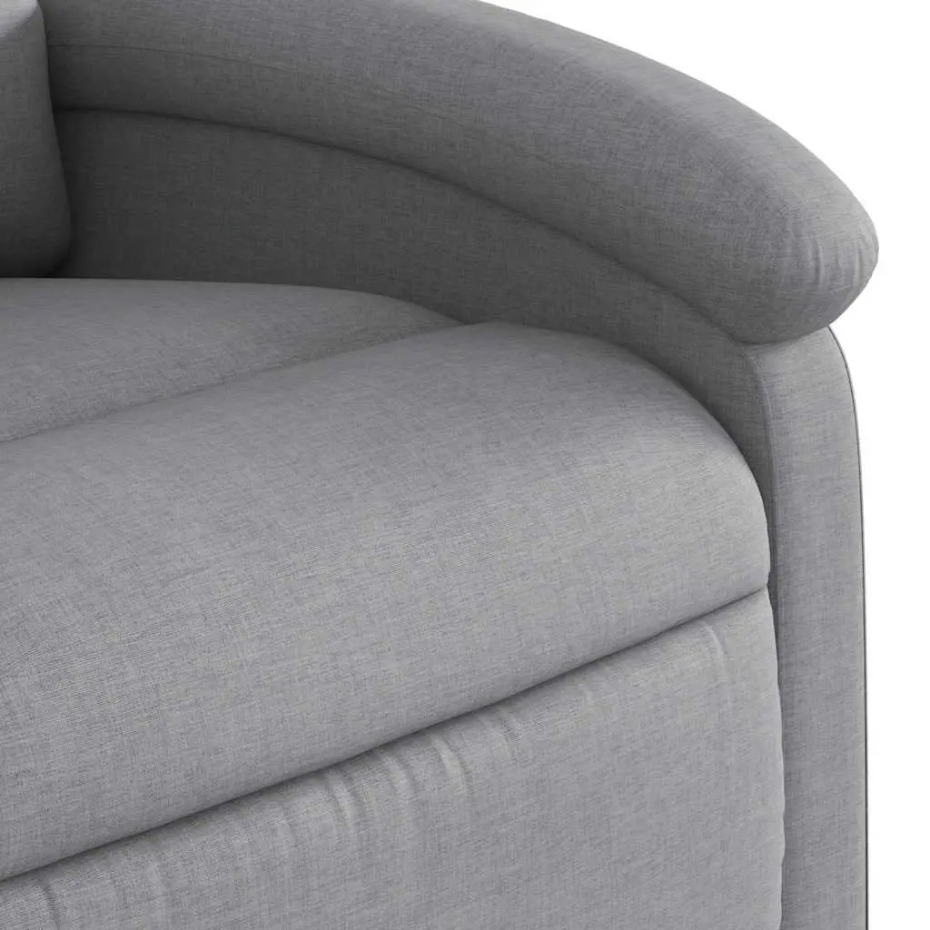 Stand Up Recliner Chair Light Grey Fabric Electric Power Lift Manual Reclining