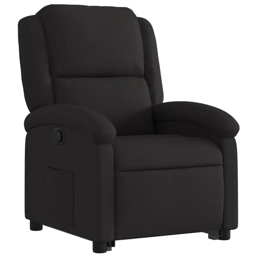 Stand Up Recliner Chair Black Fabric Electric Power Lift Elderly Armchair