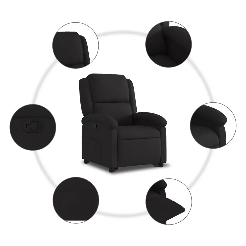 Stand Up Recliner Chair Black Fabric Electric Power Lift Elderly Armchair
