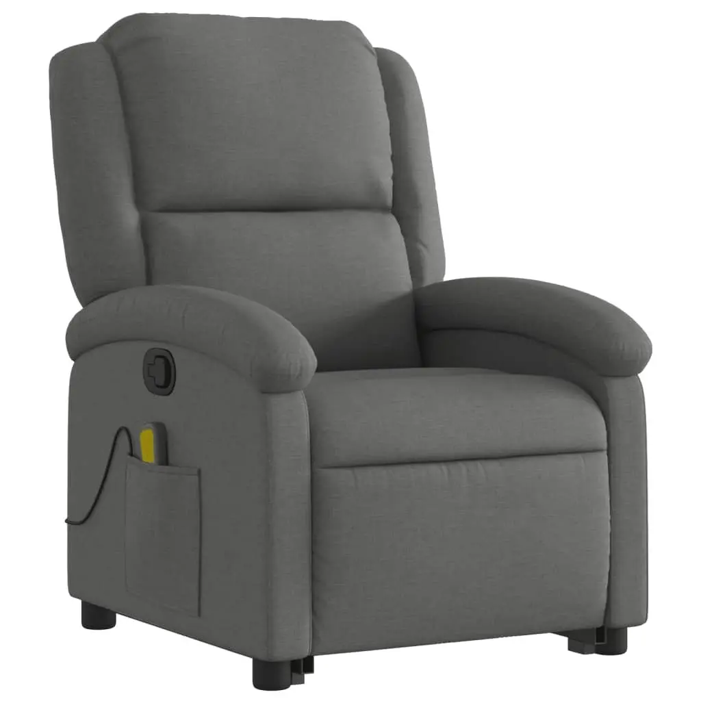 Stand Up Massage Recliner Chair Grey Fabric Electric Power Lift Armchair