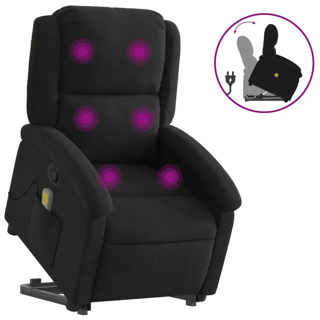 Electric Massage Recliner Chair Power Lift Black Fabric 135 Degrees