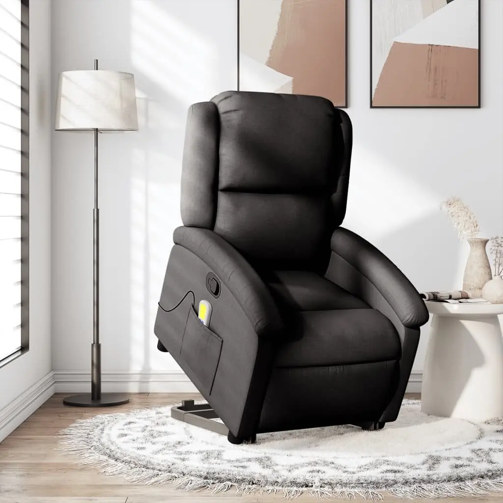 Electric Massage Recliner Chair Power Lift Black Fabric 135 Degrees
