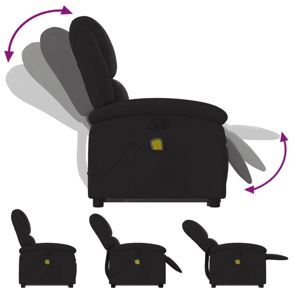 Electric Massage Recliner Chair Power Lift Black Fabric 135 Degrees