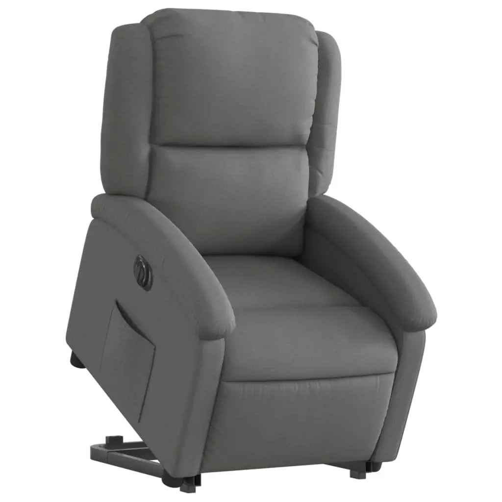 Electric Stand Up Recliner Chair Grey Fabric Power Lift Adjustable Footrest