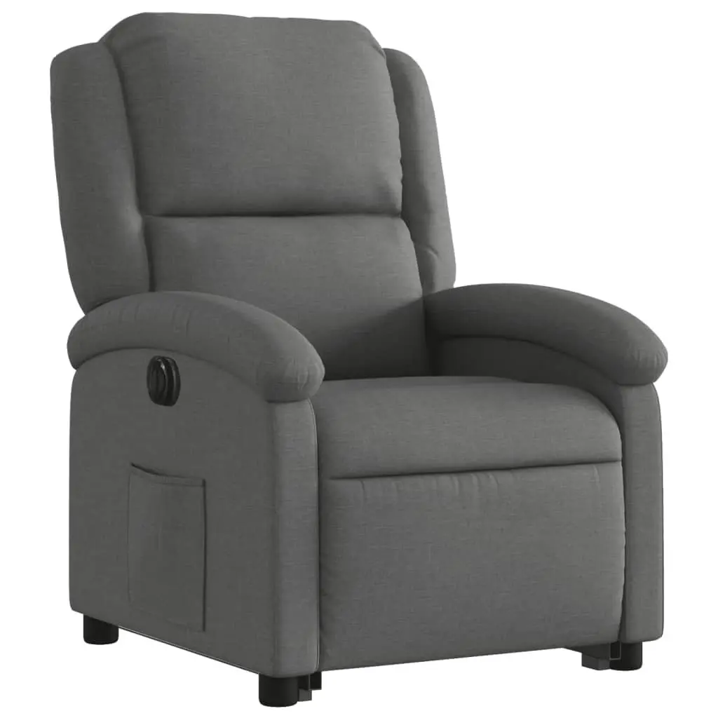Electric Stand Up Recliner Chair Grey Fabric Power Lift Adjustable Footrest