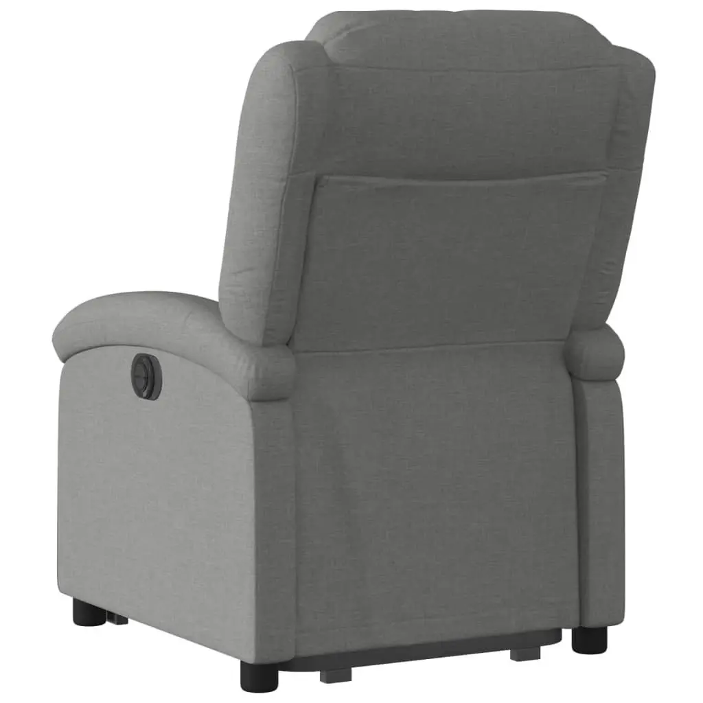 Electric Stand Up Recliner Chair Grey Fabric Power Lift Adjustable Footrest