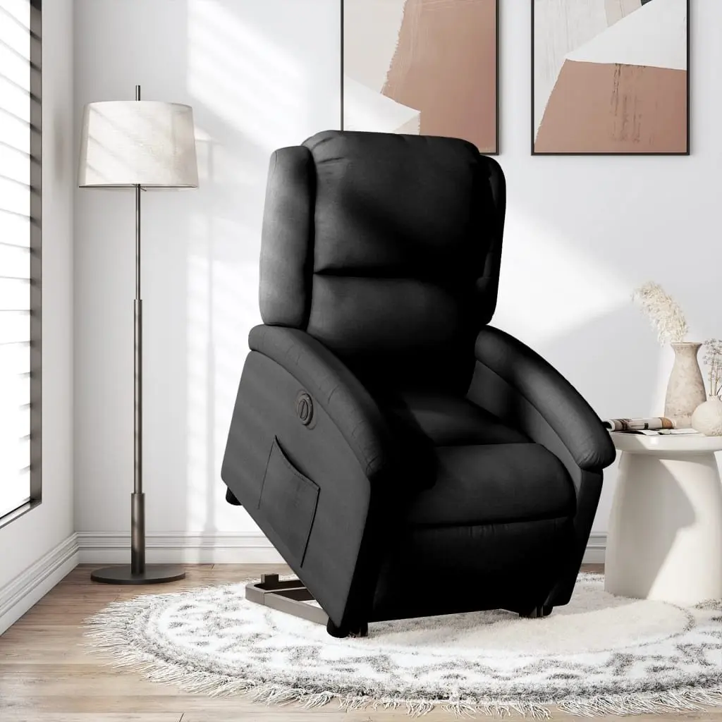 Electric Recliner Chair Power Lift Black Fabric Adjustable Seating