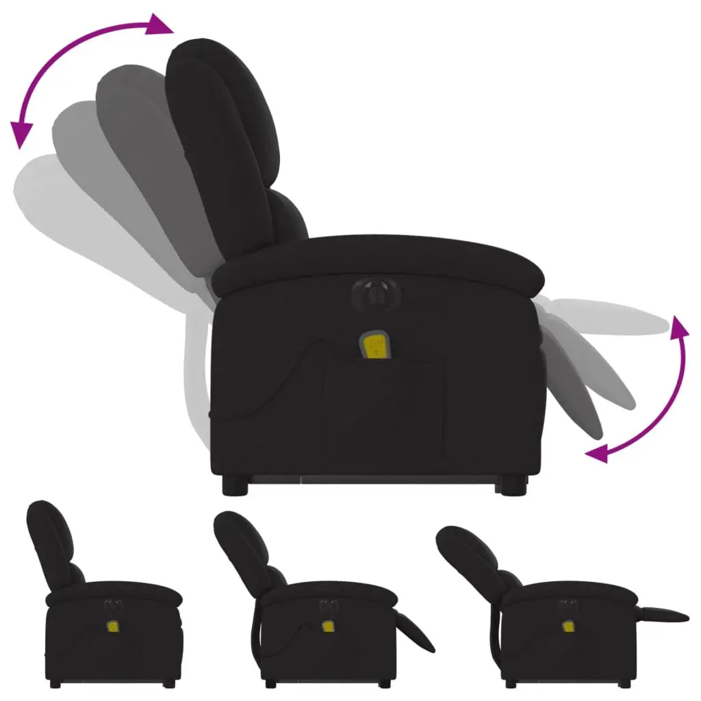 Electric Massage Recliner Chair Power Lift Black Fabric 135 Degrees
